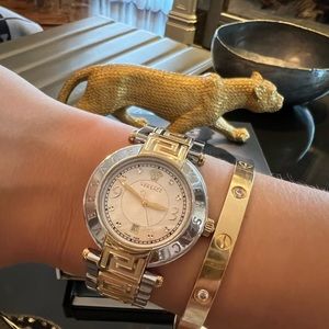 Versace two tone bracelet watch Swiss mother of pearl